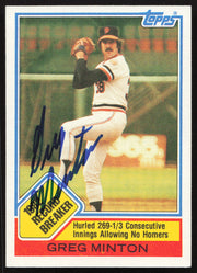 Greg Minton Autographed 1983 Topps Card #3 San Francisco Giants SKU #263804