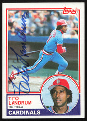 Tito Landrum Autographed 1983 Topps Card #337 St. Louis Cardinals SKU #263838