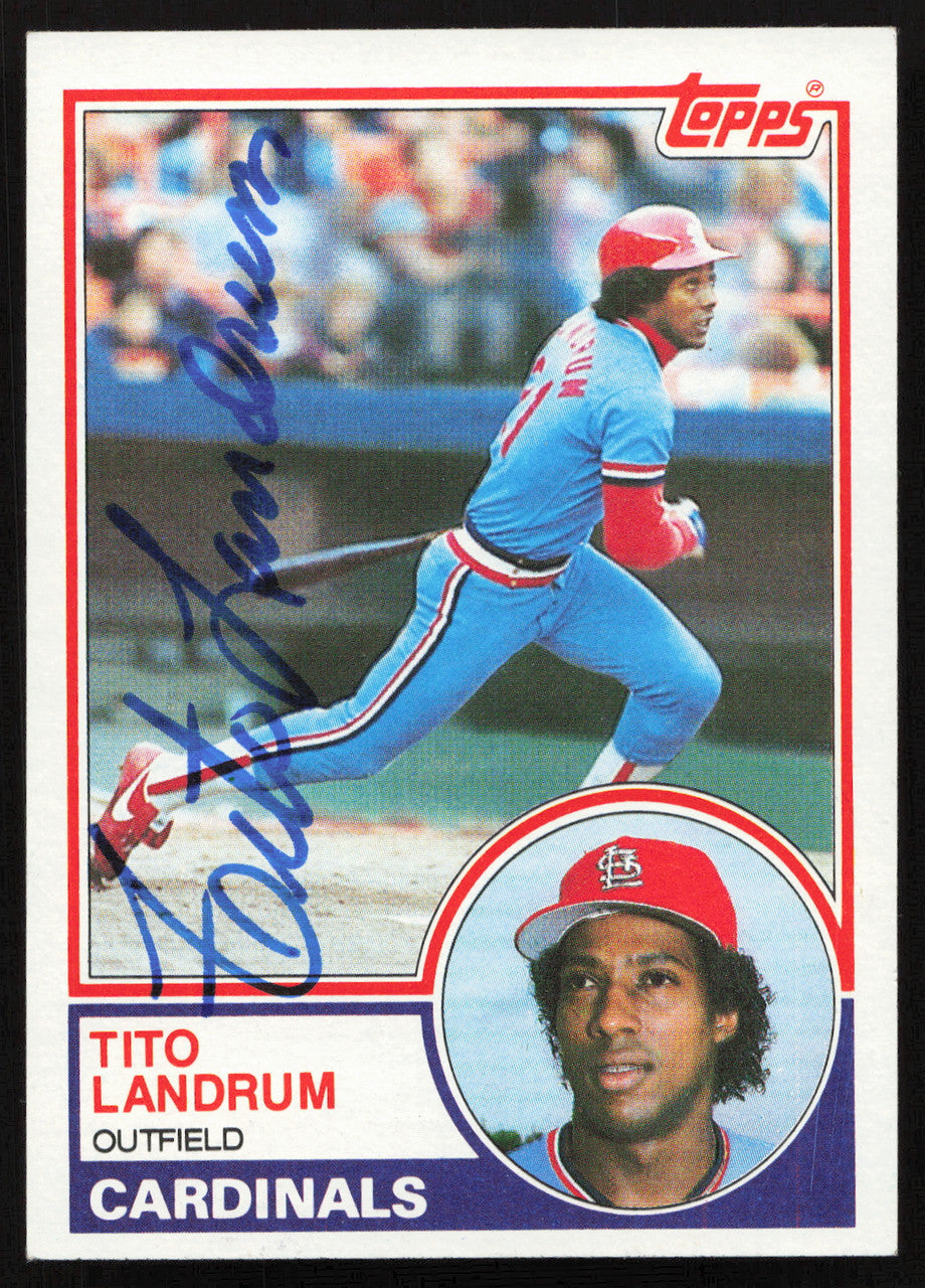 Tito Landrum Autographed 1983 Topps Card #337 St. Louis Cardinals SKU #263838