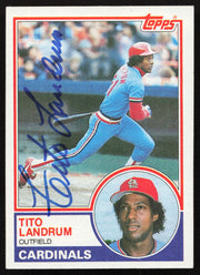 Tito Landrum Autographed 1983 Topps Card #337 St. Louis Cardinals SKU #263839