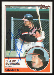 Champ Summers Autographed 1983 Topps Card #428 San Francisco Giants SKU #263848