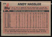 Andy Hassler Autographed 1983 Topps Card #573 California Angels SKU #263856