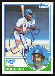 Jorge Orta Autographed 1983 Topps Card #722 Los Angeles Dodgers SKU #263866