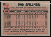 Dan Spillner Autographed 1983 Topps Card #725 Cleveland Indians SKU #263868