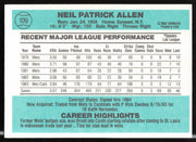 Neil Allen Autographed 1984 Donruss Card #109 St. Louis Cardinals SKU #263888