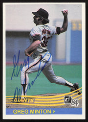 Greg Minton Autographed 1984 Donruss Card #187 San Francisco Giants SKU #263896