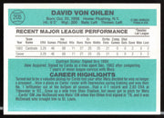 David Von Ohlen Autographed 1984 Donruss Card #205 St. Louis Cardinals SKU #263898