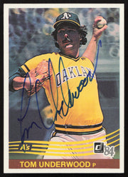 Tom Underwood Autographed 1984 Donruss Card #253 Oakland A's SKU #263904
