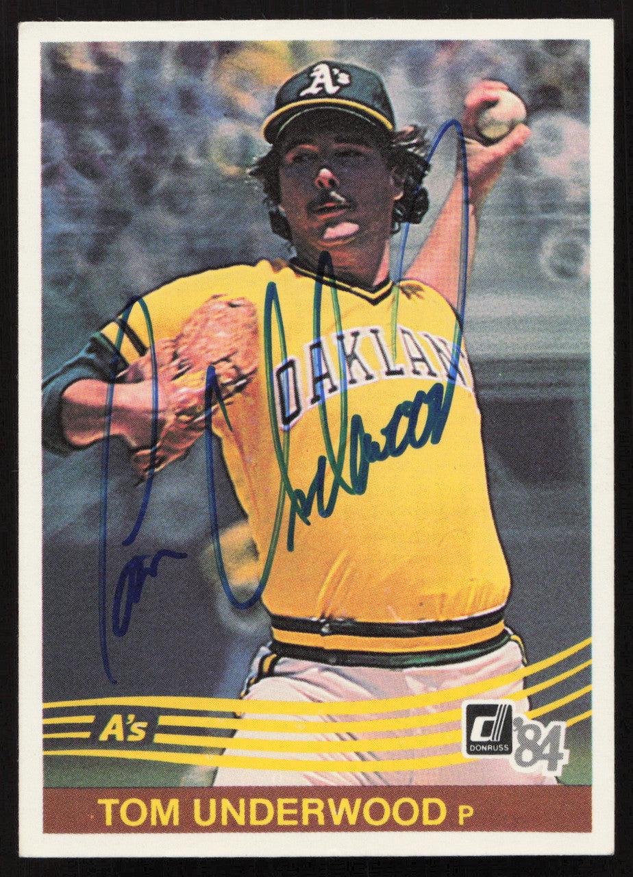 Tom Underwood Autographed 1984 Donruss Card #253 Oakland A's SKU #263905