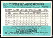 Tom Underwood Autographed 1984 Donruss Card #253 Oakland A's SKU #263905