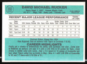 Dave Rucker Autographed 1984 Donruss Card #260 St. Louis Cardinals SKU #263908