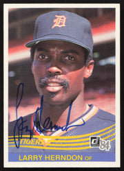Larry Herndon Autographed 1984 Donruss Card #349 Detroit Tigers SKU #263915