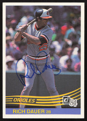 Rich Dauer Autographed 1984 Donruss Card #350 Baltimore Orioles SKU #263917