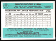 Bruce Kison Autographed 1984 Donruss Card #499 California Angels SKU #263935