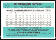 Jerry Royster Autographed 1984 Donruss Card #531 Atlanta Braves SKU #263941