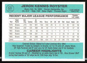 Jerry Royster Autographed 1984 Donruss Card #531 Atlanta Braves SKU #263942