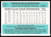 Tom Brookens Autographed 1984 Donruss Card #578 Detroit Tigers SKU #263954