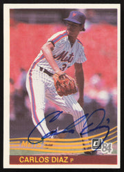 Carlos Diaz Autographed 1984 Donruss Card #600 New York Mets SKU #263957