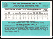 Carlos Diaz Autographed 1984 Donruss Card #600 New York Mets SKU #263957