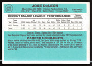 Jose DeLeon Autographed 1984 Donruss Card #628 Pittsburgh Pirates SKU #263964