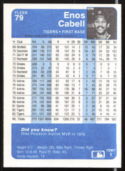 Enos Cabell Autographed 1984 Fleer Card #79 Detroit Tigers SKU #263972