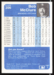 Bob McClure Autographed 1984 Fleer Card #206 Milwaukee Brewers SKU #263978