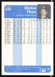 Dickie Thon Autographed 1984 Fleer Card #243 Houston Astros SKU #263984