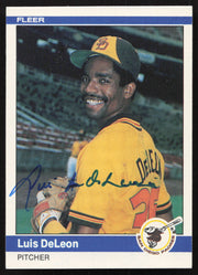 Luis DeLeon Autographed 1984 Fleer Card #297 San Diego Padres SKU #263985