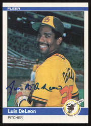 Luis DeLeon Autographed 1984 Fleer Card #297 San Diego Padres SKU #263986