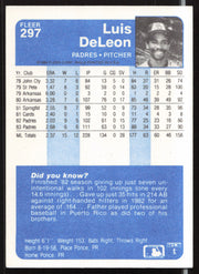 Luis DeLeon Autographed 1984 Fleer Card #297 San Diego Padres SKU #263986