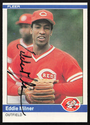 Eddie Milner Autographed 1984 Fleer Card #474 Cincinnati Reds SKU #263993