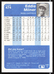 Eddie Milner Autographed 1984 Fleer Card #474 Cincinnati Reds SKU #263993