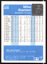 Mike Stanton Autographed 1984 Fleer Card #619 Seattle Mariners SKU #263997