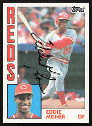 Eddie Milner Autographed 1984 Topps Card #34 Cincinnati Reds SKU #264003