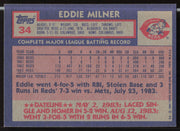 Eddie Milner Autographed 1984 Topps Card #34 Cincinnati Reds SKU #264003