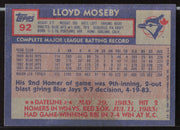 Lloyd Moseby Autographed 1984 Topps Card #92 Toronto Blue Jays SKU #264010