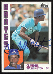 Claudell Washington Autographed 1984 Topps Card #410 Atlanta Braves SKU #264041