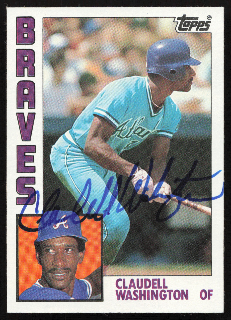Claudell Washington Autographed 1984 Topps Card #410 Atlanta Braves SKU #264041