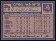 Claudell Washington Autographed 1984 Topps Card #410 Atlanta Braves SKU #264041