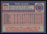 Rick Leach Autographed 1984 Topps Card #427 Detroit Tigers SKU #264042