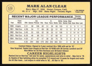 Mark Clear Autographed 1985 Donruss Card #538 Boston Red Sox SKU #264087
