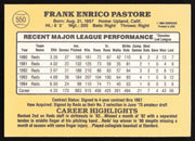 Frank Pastore Autographed 1985 Donruss Card #550 Cincinnati Reds SKU #264088