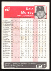 Dale Murray Autographed 1985 Fleer Card #137 New York Yankees SKU #264093
