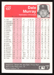 Dale Murray Autographed 1985 Fleer Card #137 New York Yankees SKU #264094