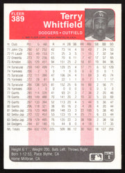 Terry Whitfield Autographed 1985 Fleer Card #389 Los Angeles Dodgers SKU #264102