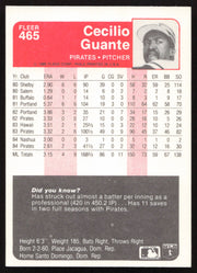 Cecilio Guante Autographed 1985 Fleer Card #465 Pittsburgh Pirates SKU #264108