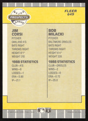 Jim Corsi & Bob Milacki Autographed 1985 Fleer Rookie Card #649 SKU #264109