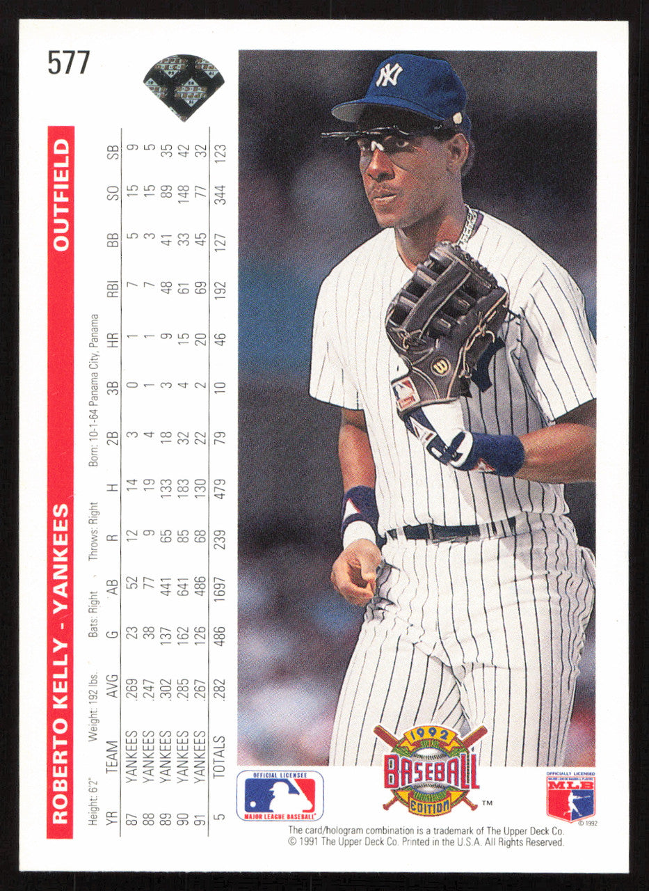 Roberto Kelly Autographed 1992 Upper Deck Card #577 New York Yankees SKU #264123