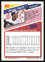 Shane Mack Autographed 1993 Topps Card #282 Minnesota Twins SKU #264143