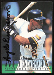 Angelo Encarnacion Autographed 1996 Fleer Ultra Rookie Card #262 Pittsburgh Pirates SKU #264167